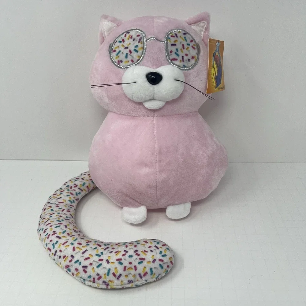 Ideal Toys‎ Pink Kitty Cat Plush Stuffed Animal Long Tail Soft Toy 9 Inch Cute
